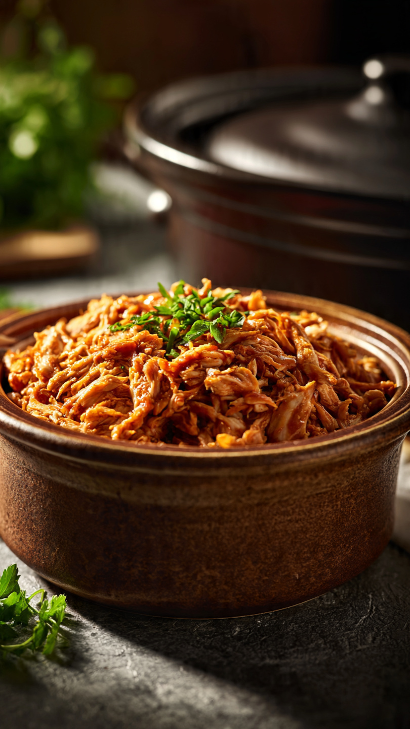 Easy Pulled Chicken Crock Pot Recipe (BBQ Crockpot Chicken)