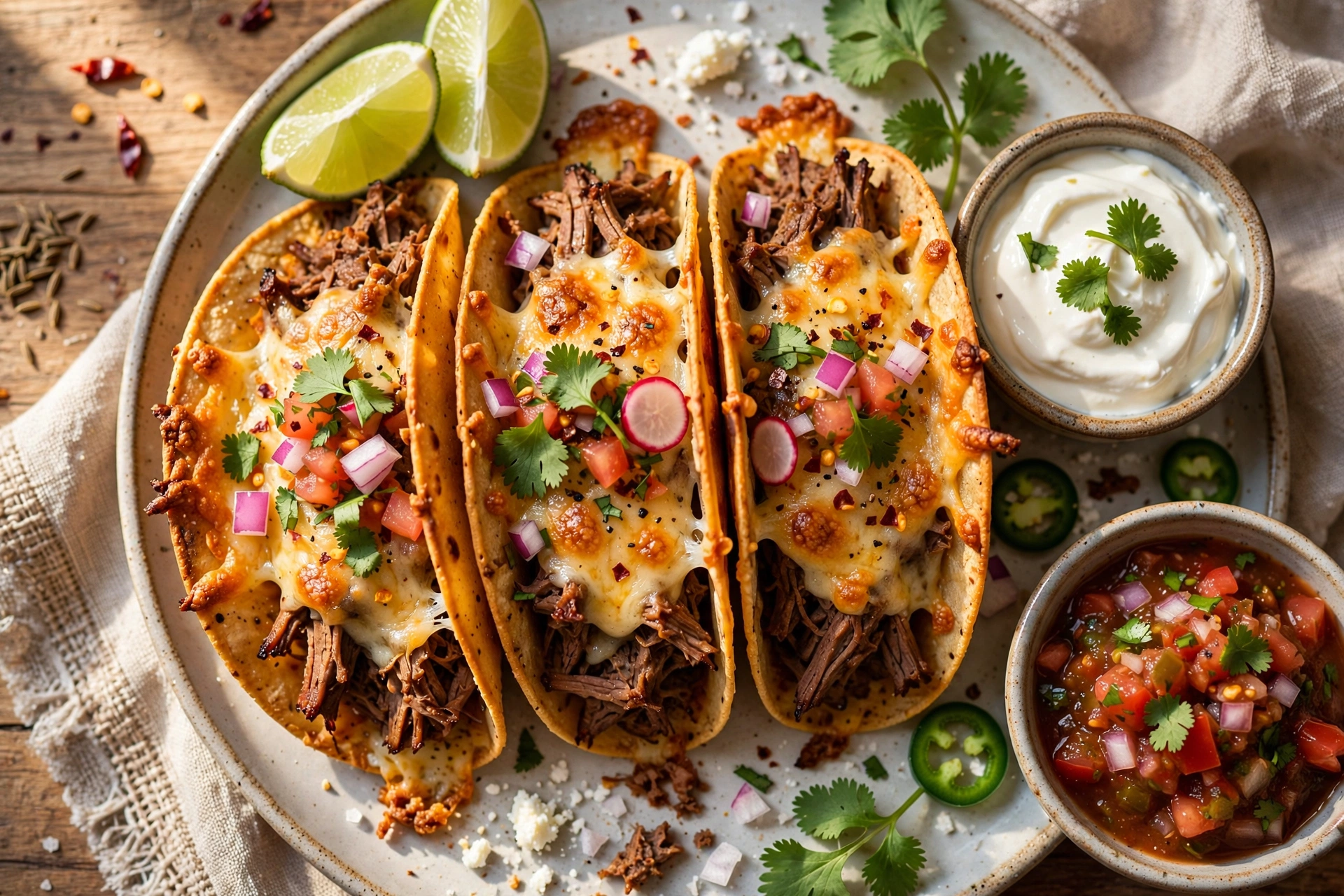 Crispy Baked Beef and Cheese Tacos