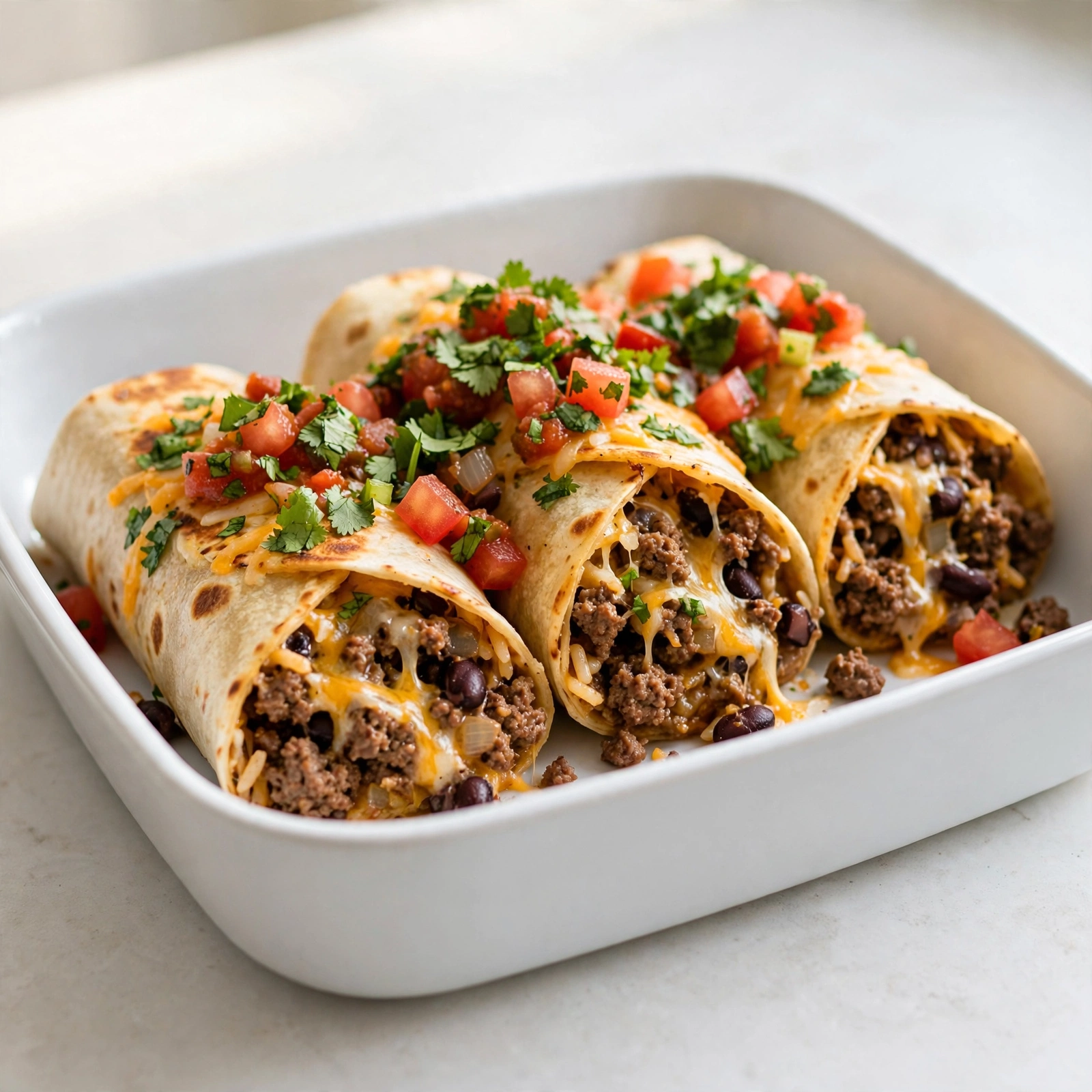 Loaded Beef and Cheese Burritos